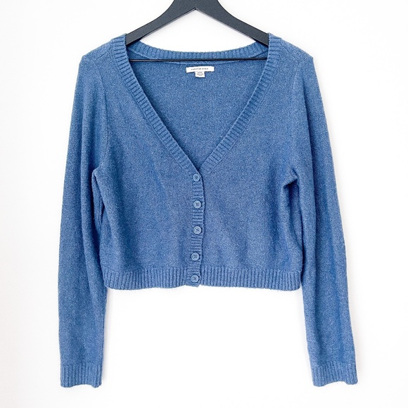 American Eagle Outfitters Sweaters - American Eagle | Cropped V-Neck Cardigan Sweater Soft Blue | M